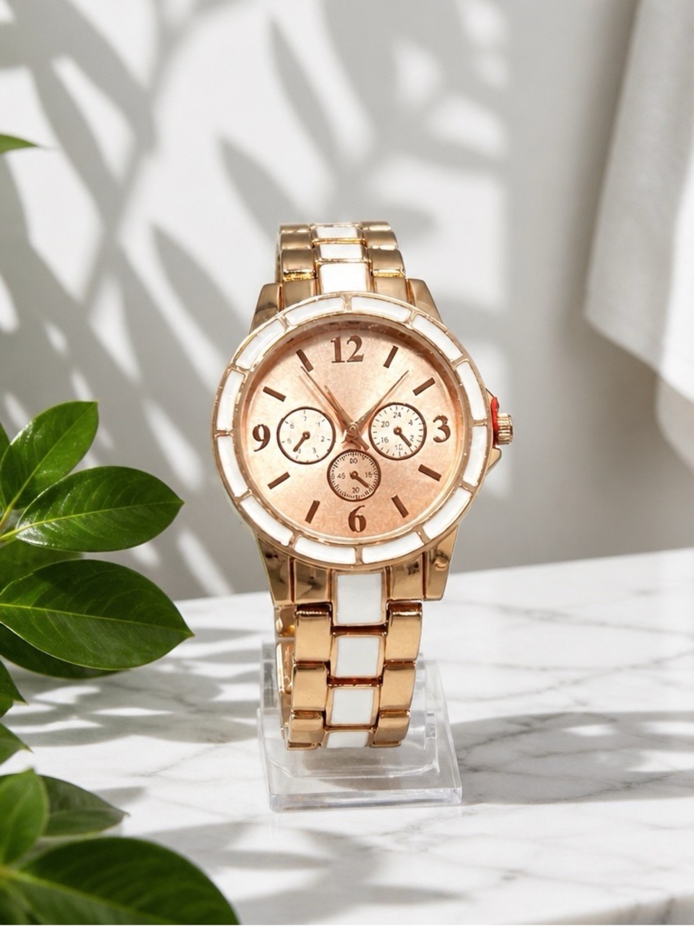 INC Rose Gold and White Women's Bracelet Watch